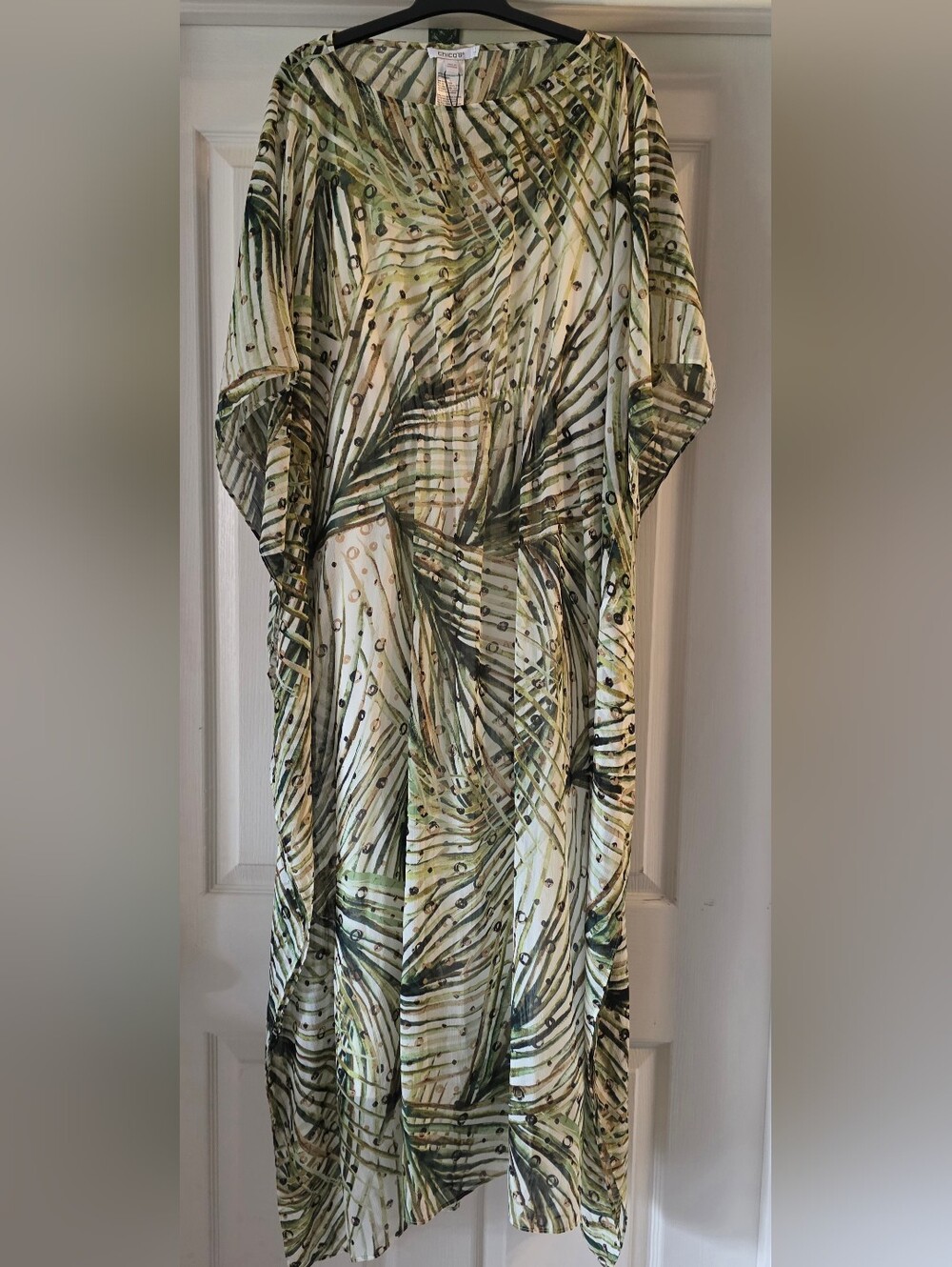 Tropical Palm Print Caftan Dress
